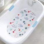 TEESHLY Non-Slip Cartoon Bathtub Mat for Kids - Funny 15 x 27.4 Inch Bathroom Bath Shower Mat for Babies, Toddlers, and Children with Suction Cups - Cute Sea Creature Design