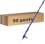 EFencSolv Step-in Fence Post (50 Pack), 42 Inch, with 12 lugs for Holding Wire and Tape, Blue