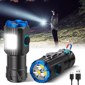 lexall Small Flashlight, 1200 High Lumens, USB Rechargeable Compact LED Flashlight with Clip, Mini Pocket EDC Flashlight with Unique Tail Design