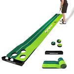 SENSECLUB Indoor Putting Green, Foldable Putting Mat Golf Pong Game Set, Golf Gifts for Men - 1x8 Ft