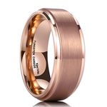 King Will GOLD Mens Women 8mm Rose Gold Plated Tungsten Carbide Ring Wedding Band Matte Finish Comfort Fit 10