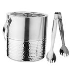 Steren Impex | Stainless Steel Double Wall Ice Bucket with Tong - Half Hammered