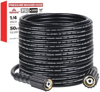 YAMATIC Pressure Washer Hose 50 FT 1/4", 3400 PSI, M22-14mm Females