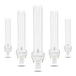 Aigostar 26W CFL, 2 Pin Compact Fluorescent Light, 26W PLC Tube Bulbs 1600LM, Energy Saving G24d-3 Compact Fluorescent Lamp, CFL Light Bulbs 6500K Cool White, Double Turn 2U Tube Pack of 5