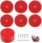 Rustark 12Pcs Red Front Reflector Round Reflector with 24Pcs 304 Mounting Bolts and Nuts Plastic Reflective Waterproof Safety Warning Trailer Reflectors Car Reflector for Driveway Dark Night