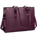 Lubardy Laptop Bags for Women Tote Bag 15.6 Inch Leather Large Ladies Handbag Work Bag Designer Business Shoulder Shopping Office Bag Grape purple