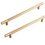 FVIZAL Gold Handles, 2 Pcs Cabinet Handles, Gold Modern Handles, 214 Mm, Kitchen Drawer Handles, Vintage Handles for Kitchen Cupboards, Chest of Drawers (Colour Coppery)