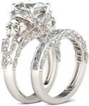 Jeulia Skull Engagement Ring Sets Sterling Silver Promise Eternity Band Rings Diamond Princess Cut with Cubic Zirconia Wedding Engagement Anniversary Promise Rings Bridal Sets (8.0(U.S))