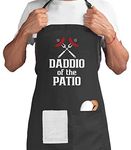 Daddio Of Patio BBQ Grill Men apron With Pockets And Adjustable Neck Strap Ideal for Fathers Day, Christmas, Holiday, Birthday