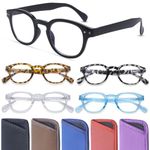 5 Pack Round Reading Glasses Blue Light Blocking Spring Hinge Computer Readers for Women Anti UV/Eyestrain (5 mix, 2, Diopters)