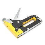 MEZON Heavy Duty 3 Way Hand Tacker Staple Rapid Gun U/T/M Nails Upholstery Stapler with 1000Pcs Stapler Refill Staple Gun Hand Tacker Hand Stapler Home Decor Carpentry Tools (Random Color)