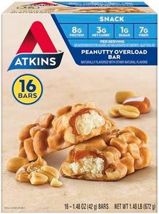 Atkins Snack Bar, Peanutty Overload, 8g Protein, 7g Fiber, 3g Net Carbs, Keto Friendly, 16 Count