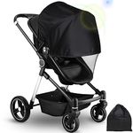 Hianjoo Universal Stroller Sunshade Cover, Stroller Mosquito Net, Pram, Pushchair, Buggy and Carrycot with Strong UV Protection, Black