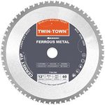 TWIN-TOWN 12-Inch 60 Teeth Steel and Ferrous Metal Cermet Saw Blade with 1-Inch Arbor