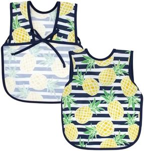 BapronBaby Pineapple Stripes Bapron - No Neck Tie Safer Bib for Baby & Toddler - Soft Waterproof Stain Resistant - Machine Washable - Sz Preschool 3-5yrs