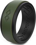 Rinfit Silicone Rings for Men Step Design, Men's Silicone Engagement Bands.(Black & Army Green, Size 11)