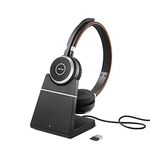 Jabra Evolve 65 SE Wireless Stereo Headset - Bluetooth Headset with Noise-Cancelling Microphone, Long-Lasting Battery and Charging Stand - MS Teams Certified, works with all other platforms - Black