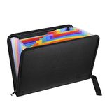 ENGPOW Fireproof Expanding File Folder with 13 Multicolored Pockets A4 Size Document Organizer with Color Labels Zipper Closure Non-Itchy Silicone Coated Portable Filing Pouch(14.3" x 9.8")