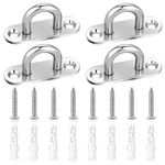 KALIONE 4 Pack Stainless Steel Pad Eye Plate U Hooks Wall Mount Marine Hardware Hooks Heavy Duty Ceiling Hooks with Screws