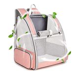 Qpets® Cat Travel Bag Dog Carrier Backpack, Portability Foldable Cat Carriers Bag Pet Bag for Dog, Outdoor Breathable Design Pet Travel Carrier Backpack Cat Travel Bag, Pink