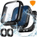 2-Pack Goton Waterproof Apple Watch Case for Series 9 8 7 Screen Protector 45mm, 360 Protective Glass Face Cover + Back Bumper for iWatch Accessories 45 mm Black/Black