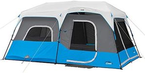 CORE 9 Person Instant Cabin Tent with LED Lights | Lighted Pop Up Camping Tent with Easy 2 Minute Camp Setup | Portable Large Family Cabin Multi Room Tents for Camping