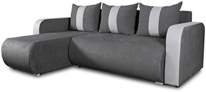 SILAPE - Canapé d'angle Convertible Rino - avec Coffre - avec Angle réversible - en Similicuir et Velours (Enjoy 24 + Cayenne 1132)