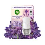 Air Wick Plug in Diffuser Kit, Purple Lavender Meadow, 1 Device & 1 Refill (19ml), Long Lasting Fragrance, Lasts up to 100 days, Plug in Air freshener