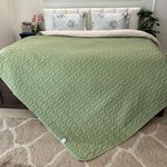 Urban Space Ultra Soft Quilted Winter Solid Comforters for Double Bed | 200 GSM | Fluffy Microfibre Reversible Solid AC Blanket/Duvet for Luxury (Sage Green & Blush - 88" X 95" or 225 x 240 cm)