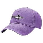 Outdoor Shaping Fish Embroidery Dad Hat - Soft Washed Cotton Unstructured Baseball Cap for Unisex Adjustable Vintage Style Light Purple