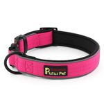 Plutus Pet Tactical Dog Collar, Reflective, Adjustable Heavy Duty Dog Collar, Soft Padded and Comfortable, for Small Medium and Large Dogs (Hot Pink, L)