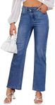 Genleck Wide Leg Jeans for Women – High Waisted Crossover Jeans Stretch Boyfriend Jeans Crisscross Y2K 91s Denim Pants