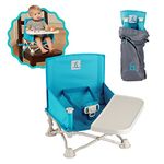 hiccapop Omniboost Travel Booster Seat with Tray for Baby | Folding Portable High Chair for Eating, Camping, Beach, Lawn, Grandma’s | Tip-Free Design Straps to Kitchen Chairs - Go-Anywhere High Chair