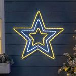 CHRISTOW Star Christmas Light Decoration, Energy Efficient LED Rope Light, Flashing Wall Window Silhouette, Mains Operated, 65cm (Warm White & White)