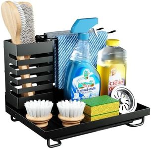 WARMSIMPLE Sponge Holder for Kitchen Sink, Stainless Steel Kitchen Sink Organizer with 360°Rotatable Dishcloth Holder,kitchen Sink Caddy With Removable Drain Tray, Quick Drying Sink Sponge Holder