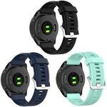 TenCloud 3-Pack Bands intended for Garmin Descent G1/Descent G1 Wrist Strap Easy fit Waterproof Soft Silicone Band intended for Descent G1 Solar Dive Computer Watch (Black+Nave Blue+Teal)