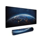 Dyazo Large Earth Design Extended Desk Mat | Mouse Mat Water Resistant Anti Slip Design for Laptop & Notebooks Size 800 x 300 mm (Black No Logo)