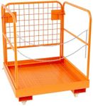 GarveeTech 36" x 36" Forklift Safety Cage, 1800LBS Max. Heavy Duty Steel Forklift Man Basket, Foldable Forklift Work Platform with 4 Wheels & Double-Chain Guardrail, Perfect for Aerial Work