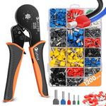 Ferrule Crimping Tool Kit, Lytool Wire Crimper Pliers(AWG28-5/0.08-16mm²) with 1200 Pcs Wire Ferrules Kit, Hexagonal Self-Adjustable Ratchet Ferrule Crimper, Single & Dual Wire Wire End Connectors Kit