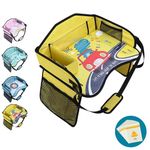 Amoilly Car Seat Tray for Toddler, Waterproof Kids Travel Tray for Car Seat, Lap Travel Tray for Car Airplane, Car Trays for Kids Roadtrip Essentials (Yellow)