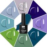 YTD Likomey Gel Nail Polish Set,Ocean World 8 Colors Fall Winter Light Blue Dark Navy Blue Seagrass Green Silver Glitter Color Combination UV Nail Gel Kit,7.5 ml