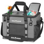 INSMEER Portable Collapsible Cooler Bag, Soft Ice Box with PP Hardboard and 2 Cupholders, 40 L/70 Cans Portable Insulated Bag Cooler for Camping, Traveling and Family Outings