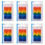 Bakery Crafts Ombre Rainbow Candles, 96 Candles, Bold Colorful Candles for Celebration Cakes, Birthday, Cupcakes, Multicolored, Extra Large Pack, 6 Packs of 16 Candles