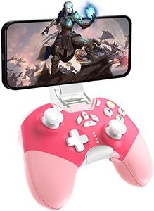 [New Version] iPhone Controller with Phone Clip, Pink Wireless Bluetooth Game Controller for iPhone/Apple Arcade MFi Games/PC/Switch with Macro/Lock Joystick Speed/6-Axis/Motors/Turbo/ABXY FUN Switch