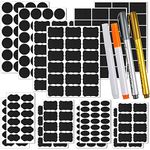 Hianjoo 14 Pieces 218 Chalkboard Labels, with 2 Permanent Marker 2 Erasable Chalk Pen Waterproof Reusable Blackboard Stickers Kit Removable Spice Label for Mason Jar Glass Bottle