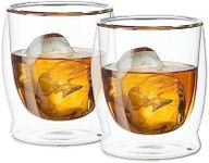 OGGI Whiskey Sipping Double Wall Insulated Glass, Ideal for Whiskey Brandy Tequila Mescal Old Fashioned Bourbon, Stays Cool Longer Even Outdoors, Visually Stunning, 10oz / 300ml, Set of 2