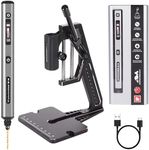 AM ARROWMAX 5-Speed Mini Electric Drill Pen with Benchtop Press, 10 Small Bits with Aluminium Box, LED Lights, OLED Display, Resin Drill Set For Jewelry Making, Plastic, Wood
