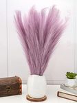 SATYAM KRAFT 3 Pcs Faux Pampas Small Fluffy Artificial Flowers for Home, Diwali, Office,Bedroom, Wedding Decoration and Craft Items Corner, Deepawali Decore (Without Vase Pot) (Light Purple)