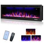 Rodalflame 50"/127cm WiFi-Enabled Electric Fireplace Insert, APP Smart Control, Wall Mounted&Recessed Linear Fireplace Heater with Thermostat, Flame&Top Lights, Timer