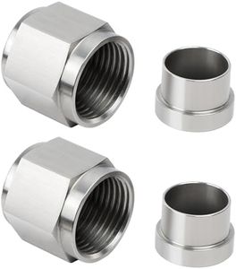 EVIL ENERGY 6AN Female Hardline Tube Nut and Sleeve Fitting Stainless Steel for 3/8" OD Alloy Tubing 2PCS